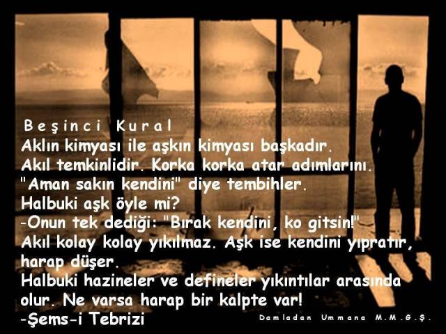 Şems-i Tebrizi beşinci kural